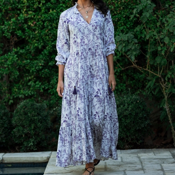 Roma Label Sienna Maxi Dress in Violet Flowers size M NWT - Picture 2 of 10